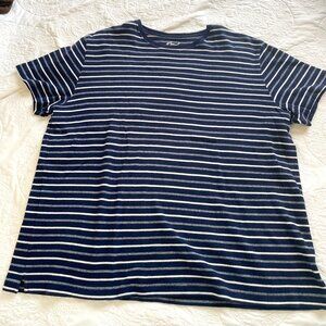 Kim Rogers Black White Striped Short Sleeve Top Size XL